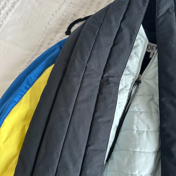 Loewe Bomber Jacket Quilted Color-block Balloon Sleeves w/ Detachable Wrap Scarf - Picture 14 of 15